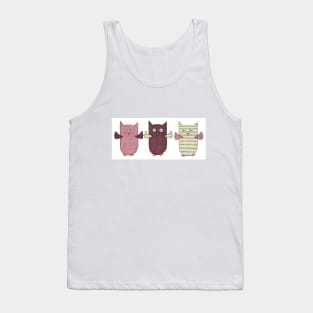 3 Purple Owls Flying Horizontal Tank Top